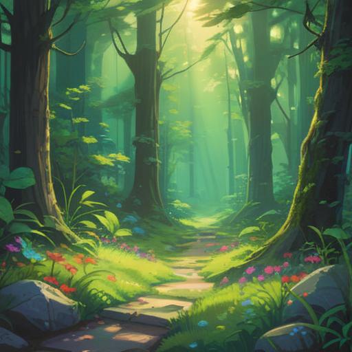 A collection of shimmering stones, each radiating vibrant colors, nestled among lush green grass, reflecting the sunlight, emanating a magical aura, surrounded by a serene natural landscape, symbolizing inner thoughts and voices, soft breeze rustling leaves, peaceful atmosphere, 4k