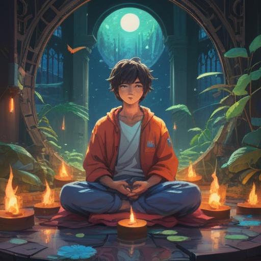 A serene illustration capturing spiritual signs, vibrant colors, ethereal atmosphere, a person meditating in a tranquil setting, surrounded by glowing symbols and nature, gentle rays of light illuminating their figure, reflective expression, harmonious energy, 4k