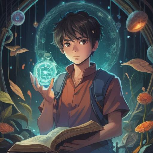 A serene illustration of a person holding a self-published book, surrounded by a glowing aura, spiritual symbols floating in the air, a tranquil garden setting, sunlight filtering through trees, a sense of enlightenment and personal growth, warm and inviting colors, 4k