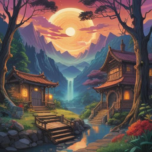 A mystical scene depicting spiritual signs appearing in an unnatural environment, vibrant colors, ethereal glow, surreal elements, nature warped by energy, unusual plant life, celestial symbols in the sky, foreboding atmosphere, a figure observing the signs, intricate details, 4k