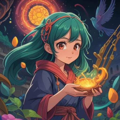 A whimsical illustration of a magical lucky charm, vibrant colors, intricate designs, glowing aura, surrounded by symbols of self-improvement and success, motivational quotes, diverse people in the background participating in personal development activities, uplifting atmosphere, 4k