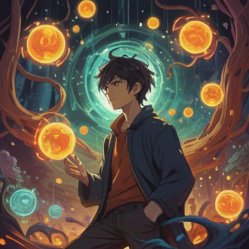 A mysterious and ethereal scene, a person surrounded by swirling energies, vibrant light orbs representing spiritual warnings, a shadowy figure symbolizing selfishness in the background, soft rays illuminating the environment, lush nature, tension in the atmosphere, a sense of awakening and reflection, surreal elements, tranquil yet thought-provoking composition, 4k