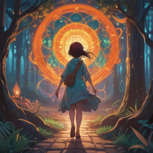 A surreal scene depicting strong self-assertion, ethereal symbols in the background, bright light emanating from the character's heart, mystical aura surrounding the individual, distinct spiritual signs like feathers and spirals, heightened emotions reflected in facial expressions, vibrant colors blending harmoniously, 4k