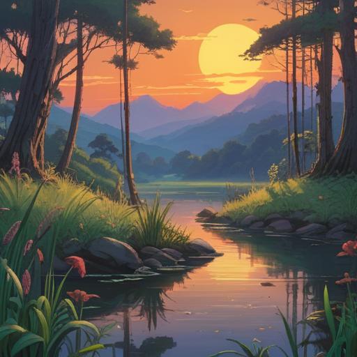 A serene illustration depicting the concept of tinnitus and the spiritual significance of crickets, a tranquil landscape at dusk, soft glowing lights representing sound waves emanating from a person's ear, a silhouette of a person meditating, crickets chirping in the foreground, ethereal atmosphere, soothing colors, symbolic elements of peace and mindfulness, 4k