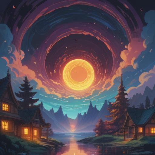 A mystical scene representing high-pitched tinnitus, ethereal light, shimmering aura, symbolic representations of spiritual warning signs, a blend of nature and abstract elements, serene atmosphere, intricate details in soundwaves, calming colors, 4k