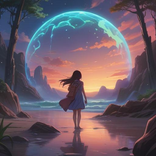 A serene and mystical scene depicting a single lucky stone glowing softly on the left side, surrounded by an ethereal aura, delicate sound waves emanating from the stone, lush greenery and gentle sunlight filtering through the trees, a calming atmosphere, emulating a sense of tranquility and healing, 4k