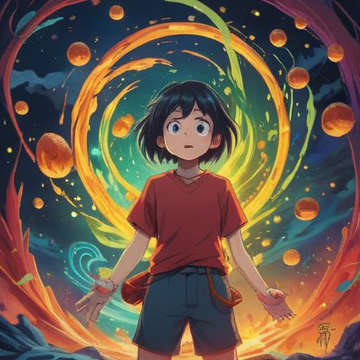 A surreal scene depicting a person experiencing a ringing sensation in their right ear, vibrant energy swirling around them, symbols of luck such as four-leaf clovers and horseshoes appear in the background, dynamic motion illustrating the transition from discomfort to fortune, bright colors, a sense of hope and positivity, whimsical atmosphere, detailed facial expressions, 4k