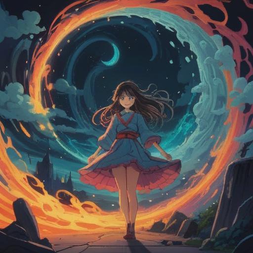 A mysterious and ethereal scene, swirling colors representing dizziness, subtle symbols of spiritual awakening, a figure experiencing a disorienting moment, surrounded by soft light and nature elements, conveying a sense of introspection and awareness, balanced composition, dreamy atmosphere, 4k