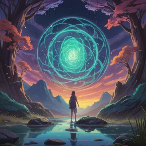 A mystical illustration of a lucky stone in a serene setting, surrounded by swirling ethereal energy, depicting a person experiencing tinnitus and dizziness, soft shimmering light, tranquil colors, natural elements like leaves and crystals, contrasting feelings of confusion and peace, detailed focus on the stone's texture, symbolic representation of hope and healing, 4k