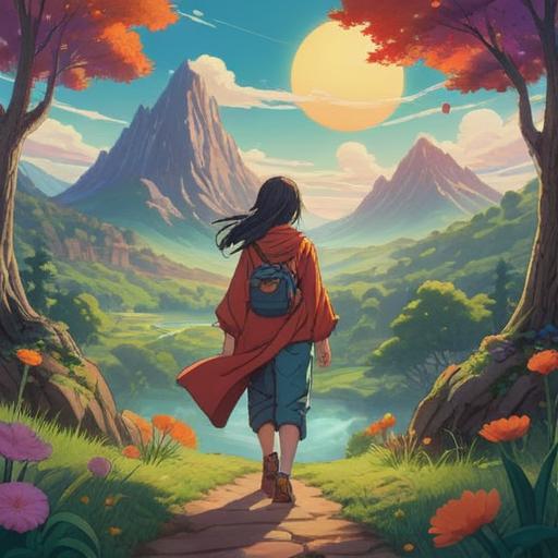 A captivating scene depicting a person in a serene landscape, radiating an aura of positive energy, bright colors symbolizing good luck, butterflies fluttering around, peaceful nature elements, a gentle breeze, a harmonious connection with the universe, hopeful expressions, a sense of tranquility, 4k