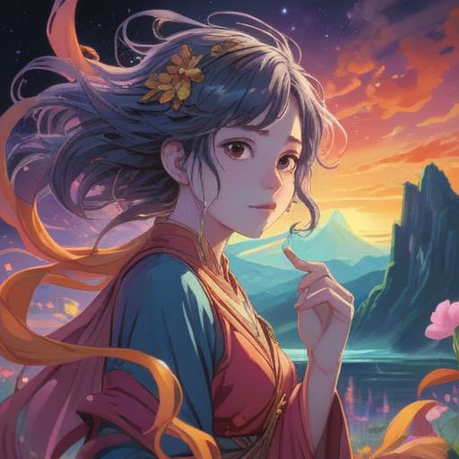 A mystical illustration of an ethereal being gently touching an ear, symbolizing spiritual awakening, luminous aura surrounding the figure, serene landscape with soft light, swirling energy patterns in the air, vibrant yet calming colors, harmonious connection between the physical and spiritual realms, detailed background elements representing healing and intuition, 4k