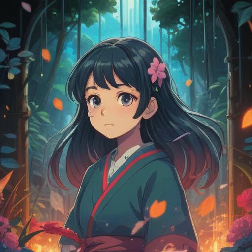 A serene and mystical scene depicting a character with closed eyes, soft ethereal light surrounding them, whispers of colorful voices floating around, symbols of guidance and positive energy manifesting in the air, tranquil nature setting, harmony with the universe, deep connection to spirituality, 4k