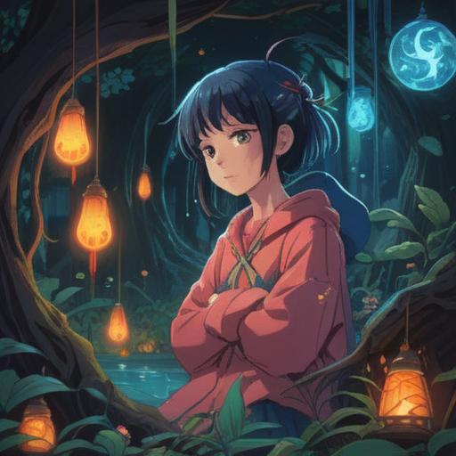 A surreal scene depicting a person in a tranquil setting, illuminated by a soft glow, subtle whispers swirling around their ears, vibrant symbols representing luck appearing in the air, mystical aura, tranquil environment, lush greenery, magical creatures peeking from behind the trees, inviting ambiance, 4k