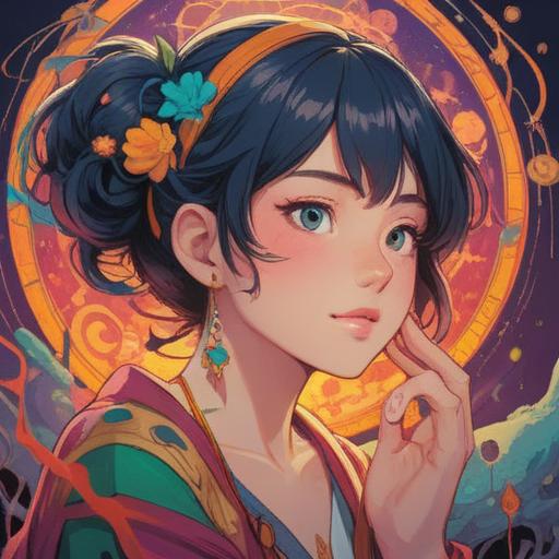 A whimsical illustration depicting a person gently scratching their earlobe, bright colors, a feeling of relief and happiness, surrounded by symbols of good luck like four-leaf clovers and lucky charms, cheerful atmosphere, playful character expression, detailed background with a sunny sky, 4k