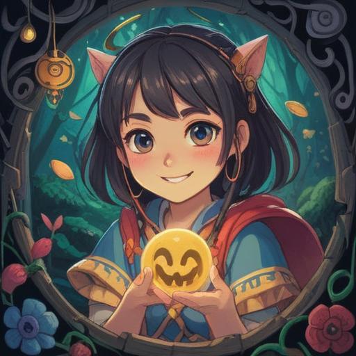 A whimsical illustration of a lucky charm for alleviating itchy ears, featuring a small, colorful talisman with a smiling face, surrounded by playful symbols like ear-shaped motifs and soothing herbs, bright and cheerful colors, inviting and magical atmosphere, detailed textures, 4k