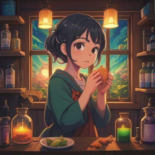 A serene and calming scene featuring essential oils and natural ingredients, a tranquil setting with soft lighting, a person gently applying oil behind their ear, surrounded by a variety of aromatic plants and flowers, a peaceful atmosphere promoting relaxation and comfort, soothing colors, a hint of wellness and healing, 4k