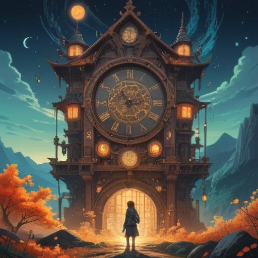 A mystical scene depicting the phenomenon of clocks coming to life, ethereal light surrounding the clocks, symbolic representations of time and spirituality, intricate clock designs with gears and cogs visible, a serene environment with soft colors, a blend of nature and time, conveying a sense of wonder and introspection, 4k