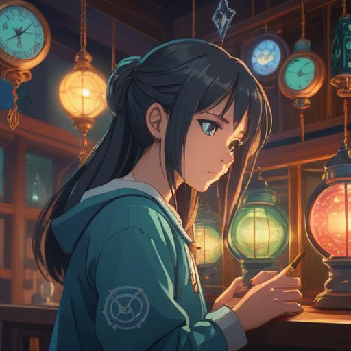 A serene and contemplative scene, a person thoughtfully examining various watches, ethereal light illuminating spiritual symbols in the background, calming colors, lush greenery surrounding, a sense of mindfulness and intuition, detailed watch designs showcasing different styles and energies, 4k