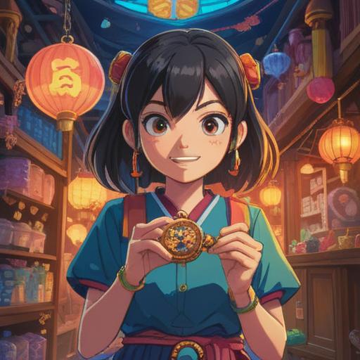 A vibrant illustration of a person joyfully holding a newly purchased watch, surrounded by sparkling lucky charms, bright colors symbolizing good fortune, a serene setting with nature’s beauty in the background, elements of fortune like four-leaf clovers and horseshoes, uplifting atmosphere, captivating details, 4k
