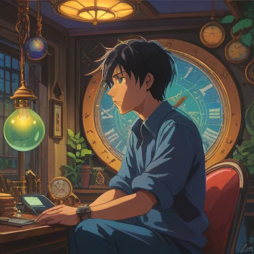 A serene and enlightening scene depicting the act of replacing a watch, soft light illuminating the moment, a person contemplating the significance of time, surrounded by gentle symbols of spirituality, such as floating feathers and soft glows, expressing the transition and new beginnings, harmonious colors, uplifting atmosphere, metaphorical elements, 4k