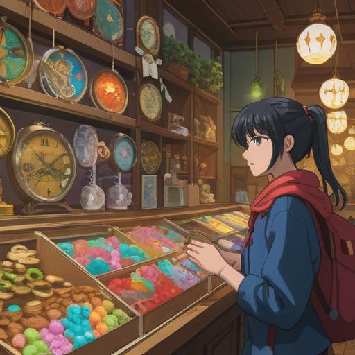 A cozy scene of a person shopping for a new watch, surrounded by various stylish timepieces, lucky charms like four-leaf clovers and horseshoes on display, bright and inviting store interior, cheerful atmosphere, thoughtful expression on the shopper's face, warm lighting, detailed watch designs, 4k