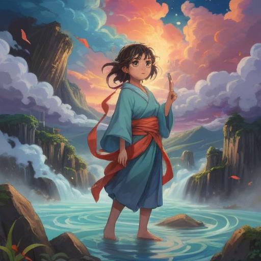 A serene landscape depicting the swift passage of time, ethereal elements representing spirituality, swirling clouds and flowing streams, contrasting light and shadow, symbolic clocks melting into nature, vibrant colors merging into a tranquil scene, contemplative figures immersed in thought, dreamlike ambiance, 4k