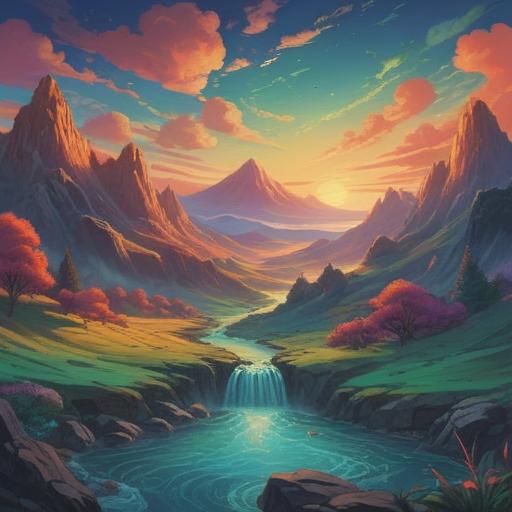 A surreal landscape depicting the feeling of time speeding up, ethereal clock faces swirling in the sky, gentle flowing streams symbolizing fleeting moments, vibrant colors blending together, soft glows highlighting spiritual signs, dreamlike atmosphere resonating with urgency, subtle hints of nature's cycles, 4k