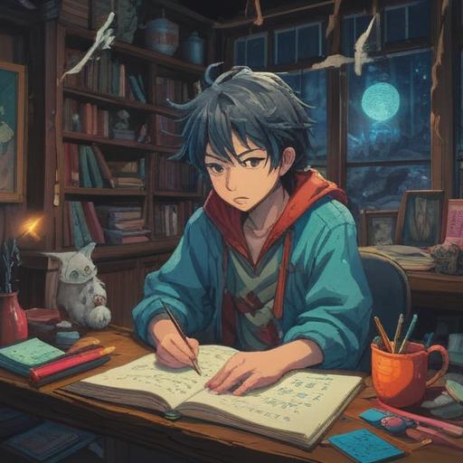 A mystical illustration symbolizing the spiritual significance of messy handwriting, chaotic yet beautiful letters intertwining with ethereal elements, vibrant colors representing positive energy, a serene background evoking a sense of enlightenment, celestial motifs, traditional calligraphy styles, harmonious balance between chaos and clarity, 4k