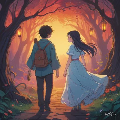 A serene and mystical scene depicting two people who bear a striking resemblance to each other, ethereal light surrounding them, symbols of connection and fate in the background, a tranquil forest setting, gentle flowing water reflecting the light, soft ambient atmosphere, a sense of destiny and spiritual connection, 4k