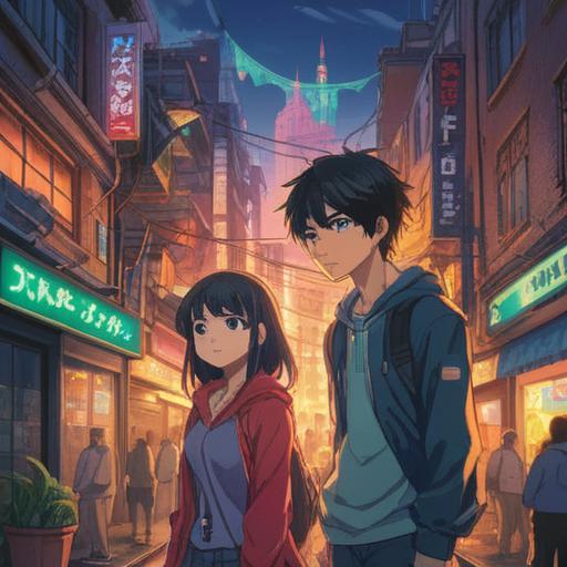 A surreal illustration of two individuals who resemble each other in a crowded urban setting, ethereal light surrounding them, subtle hints of spiritual symbols in the background, vibrant colors, an aura of mystery and connection, deep emotions reflected in their expressions, serene atmosphere, mystical elements, 4k