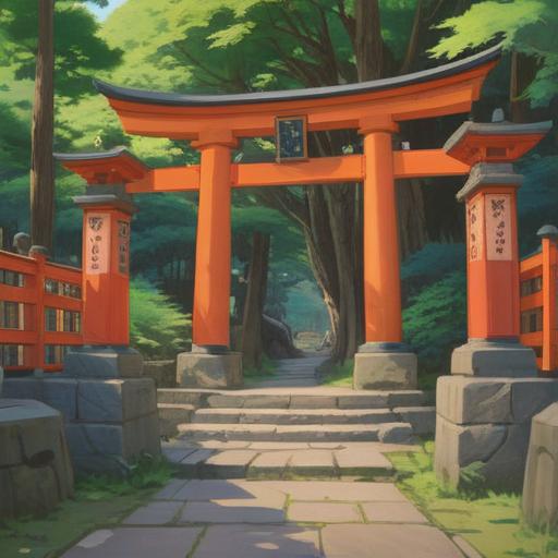 A serene and tranquil scene at the Kamigamo Shrine, lush greenery surrounding ancient torii gates, peaceful atmosphere with soft sunlight filtering through the trees, wooden plaques and offerings displayed, visitors expressing reverence and curiosity, traditional Japanese architecture, subtle festive decorations, cultural richness, harmonious connection with nature, 4k