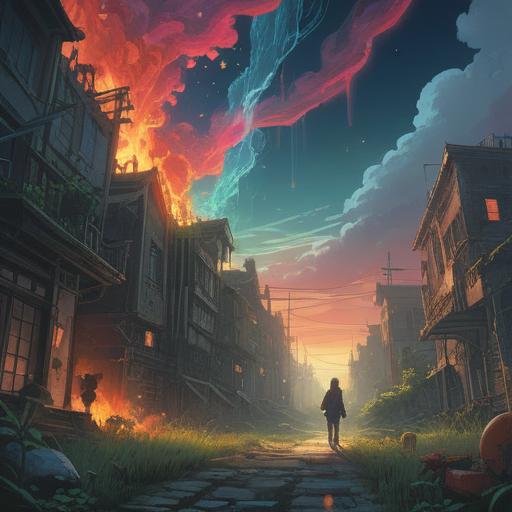 A surreal illustration of a person experiencing a life-changing moment after an accident, ethereal light illuminating around them, elements of nature symbolizing rebirth and transformation, soft glowing orbs representing spiritual guidance, contrasting emotions of fear and hope, dynamic energy flow, serene yet powerful atmosphere, 4k