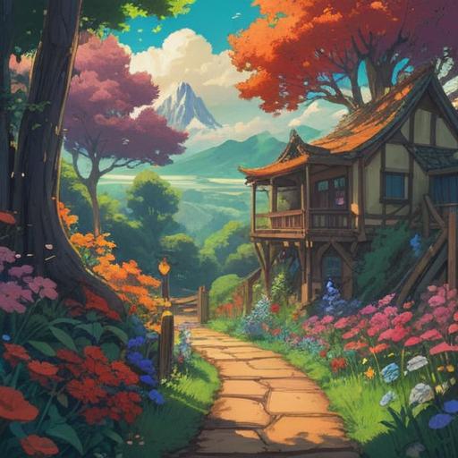 A serene landscape depicting the concept of spiritual signs in accident avoidance, a gentle pathway surrounded by vibrant flowers, radiant light illuminating the scene, symbols of protection and guidance subtly integrated, peaceful atmosphere, clear blue sky, soft and inviting colors, 4k