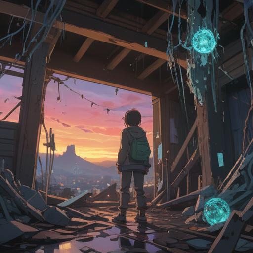 An ethereal scene depicting a person surrounded by symbolic representations of accidents, such as broken glass and twisted metal, infused with a spiritual aura, gentle light illuminating the figure, representations of fate and destiny surrounding them, a sense of reflection and growth, harmonious colors blending together, intricate details highlighting the emotional weight, 4k