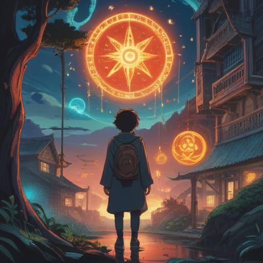 A mystical scene depicting various spiritual signs, ethereal symbols floating in the air, a person observing these signs with a contemplative expression, a subtle aura of energy surrounding them, nature elements like trees and flowers representing harmony, twilight setting with a blend of soft pastels, an atmosphere of introspection and awareness, 4k