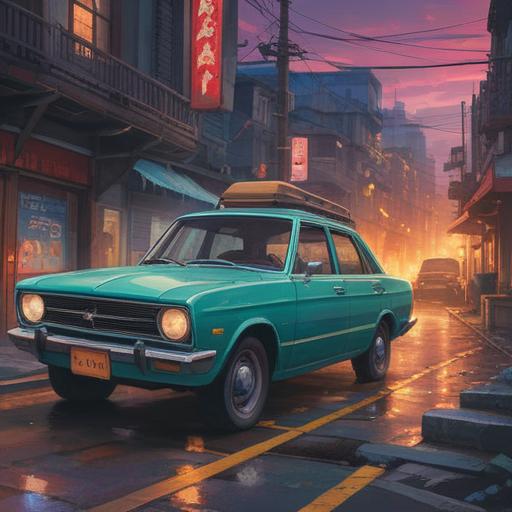 A captivating scene depicting a near-accident moment, an ethereal aura surrounding the vehicles, vibrant colors reflecting heightened emotions, symbols of crossroads and decision-making in the background, a sense of tension and release, representations of spiritual guidance and intuition, vivid expressions of shock and realization, dreamlike atmosphere, 4k