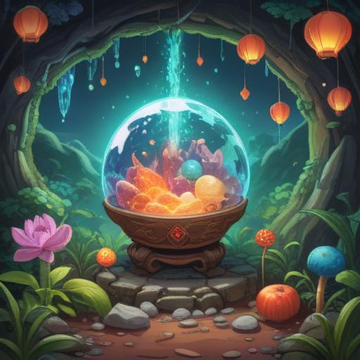 A whimsical illustration of a lucky stone that symbolizes good fortune after a dental filling falls out, vibrant colors, sparkling effects around the stone, dental tools in the background, an expression of relief and joy on a person's face, cheerful atmosphere, detailed textures, 4k