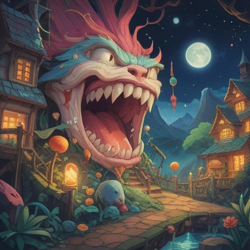 A whimsical illustration of a broken tooth as a lucky charm, surrounded by sparkling stars and lucky symbols, depicting a cheerful atmosphere, bright colors, playful design, emphasizing the contrast between the damaged tooth and the vibrant lucky items, 4k resolution