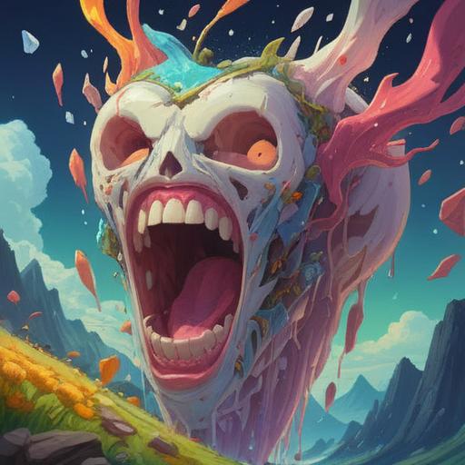 A symbolic representation of a tooth filling falling out, depicting themes of transformation and healing, bright light illuminating the scene, serene expression on a person's face, surrounded by ethereal elements such as flowing energy and healing crystals, nature-inspired background, calm and reflective mood, 4k