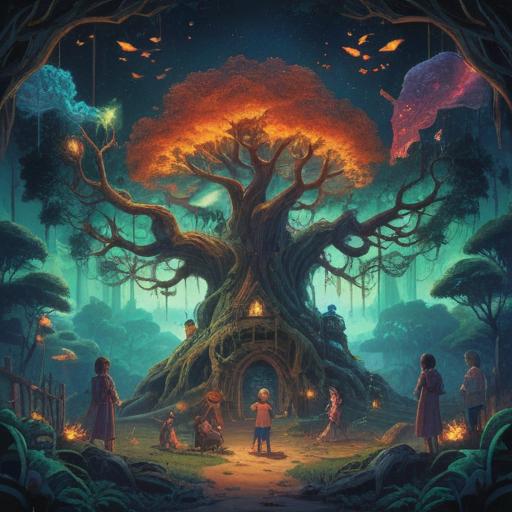 A mystical illustration that captures the essence of ancestral wisdom, an ethereal glow surrounding a family tree, spiritual symbols weaving through the branches, a subtle representation of teeth as conduits of ancestral messages, soft light illuminating the scene, a serene atmosphere evoking a sense of connection to the past, intricate details showcasing the cultural significance of oral traditions, 4k