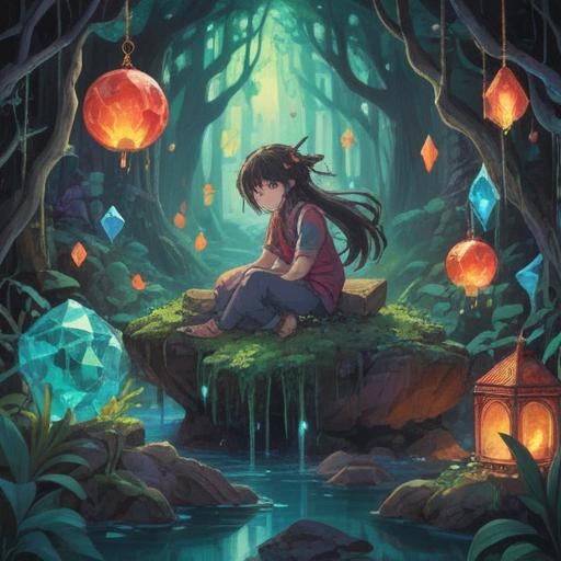 A collection of spiritual gemstones reflecting personal roots, vibrant colors, intricate patterns, ethereal glow, surrounded by nature elements, symbolic meanings, harmonious energy, mystical atmosphere, detailed textures, 4k