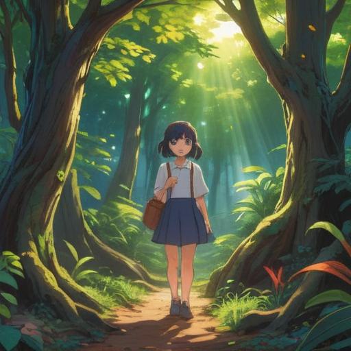 A serene scene depicting a person discovering a lucky charm after failing an exam, bright sunlight filtering through trees, a colorful and eye-catching lucky item in focus, hope and optimism radiating from the character, a path leading to a new beginning, gentle breeze blowing, warm and uplifting atmosphere, 4k