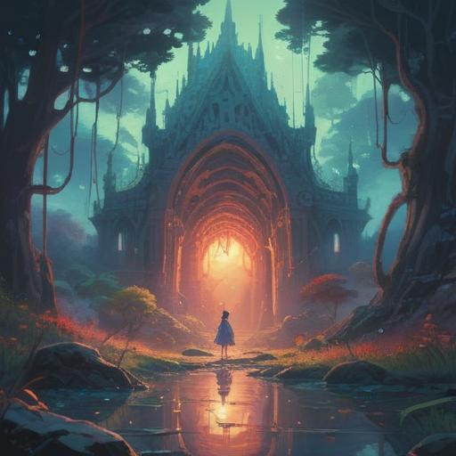 A mystical landscape with blurred vision effects, soft ethereal colors, gentle light shining through a dense fog, abstract shapes representing spiritual energy, tranquil atmosphere, hints of nature like trees and flowers emerging from the mist, conveying a sense of introspection and enlightenment, dreamlike quality, 4k