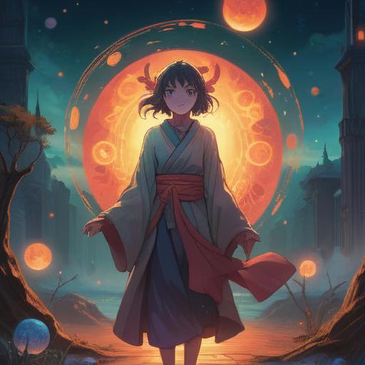 A mystical illustration depicting blurred vision as a spiritual sign, ethereal atmosphere, softly glowing orbs in the background, a figure standing in contemplation, surrounded by swirling mist, vibrant colors blending together, representing spiritual awareness, symbolic imagery of intuition and perception, serene landscape, dreamlike quality, 4k