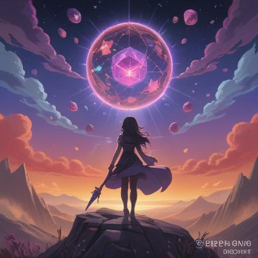 A mystical scene featuring a collection of purple gemstones, each radiating a soft glow, set against a celestial backdrop filled with stars and swirling galaxies, a tranquil atmosphere, a sense of luck and fortune in the air, elegant details of the stones reflecting light, nature elements intertwined such as flowers or vines, 4k