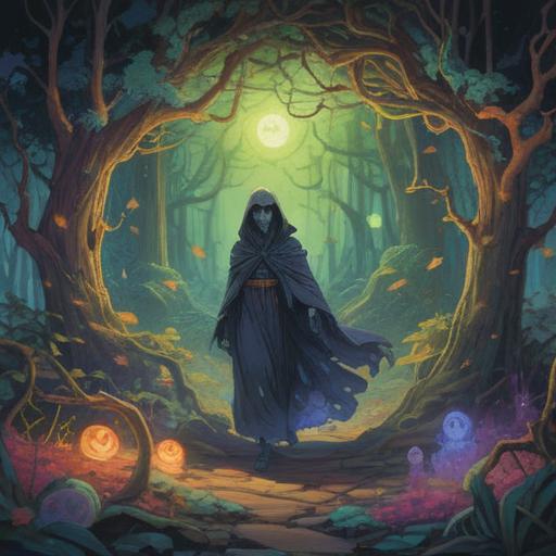 A mystical and ethereal scene, representing the connection between death and spirituality, ghostly figures interacting with natural elements, a surreal landscape blending light and shadow, vibrant colors contrasting with dark themes, symbolizing the cycle of life and death, evocative imagery of spirits and nature, dreamlike atmosphere, thought-provoking symbolism, 4k