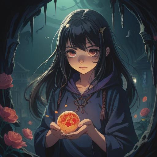 A surreal illustration depicting a person holding a lucky charm, surrounded by dark, ominous shadows symbolizing the scent of death, contrasting bright light illuminating the charm, eerie atmosphere, vibrant colors against a dark background, symbolic imagery, mysterious vibes, 4k