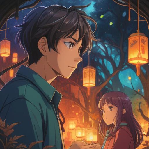 A serene illustration depicting two individuals engaging in a heartfelt conversation, emotional expressions reflecting vulnerability, a calming natural setting, symbolic gestures of understanding, bright sunlight filtering through trees, a sense of resolution and growth, a focus on connection despite differences, soft color palette, harmonious atmosphere, 4k