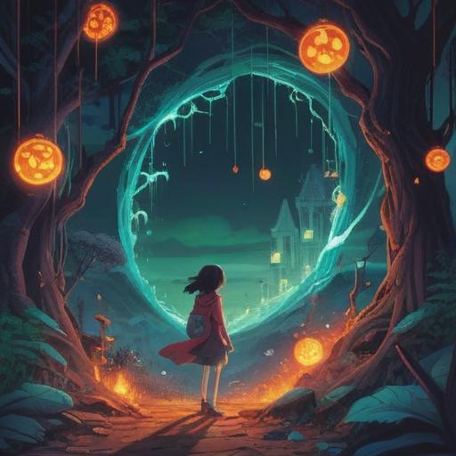 A surreal depiction of a person on the brink of despair, encountering a vibrant and enchanting lucky charm, transformative aura surrounding the charm, hopeful expressions, contrasting dark and light elements, symbolic imagery representing rebirth and fortune, 4k