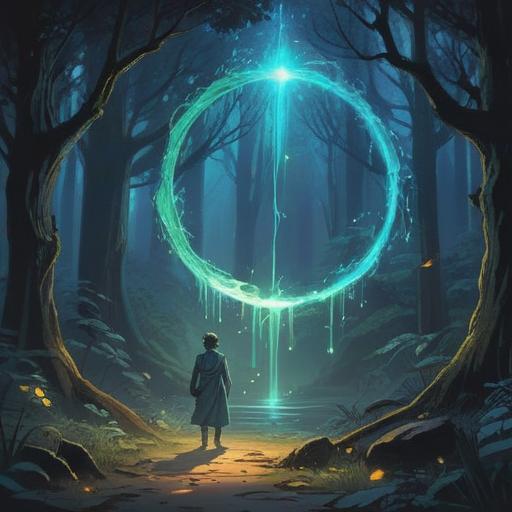 A serene and mystical scene depicting spiritual signs appearing when one desires a ring, glowing symbols in the air, ethereal light, a calm forest setting, a person looking contemplative, surrounded by nature, gentle breeze, feelings of longing and connection, vibrant colors, enchanting atmosphere, 4k